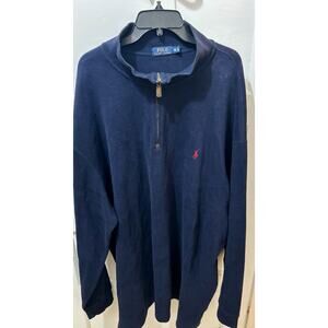 Polo Ralph Lauren Cotton Men’s 4XLT Navy Blue 1/4 Zip Pullover Pony Logo